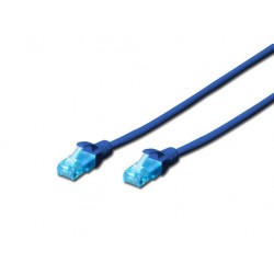 Patch cord RJ45/RJ45 U/UTP kat. 5e 0,25m AWG 26/7 PVC Niebieski