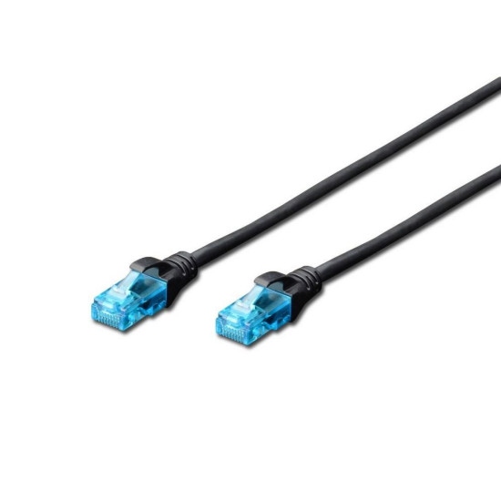 Patch cord RJ45/RJ45 U/UTP kat. 5e 1,0m AWG 26/7 PVC Czarny