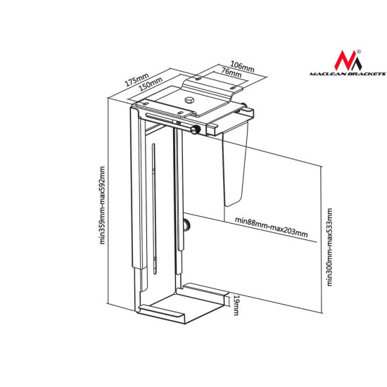 Uchwyt do komputera MC-713 B czarny