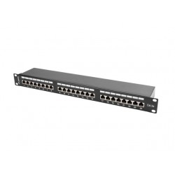 Patch Panel 24 Port 1U Kat.5E czarny ekranowany 