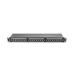 Patch Panel 24 Port 1U Kat.5E czarny ekranowany 
