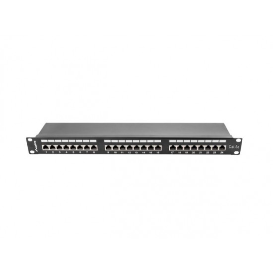 Patch Panel 24 Port 1U Kat.5E czarny ekranowany 
