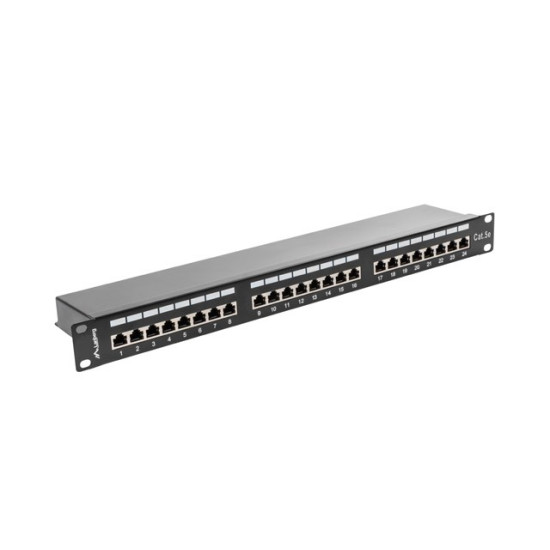 Patch Panel 24 Port 1U Kat.5E czarny ekranowany 