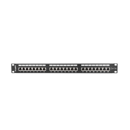 Patch Panel 24 Port 1U Kat.5E czarny ekranowany 