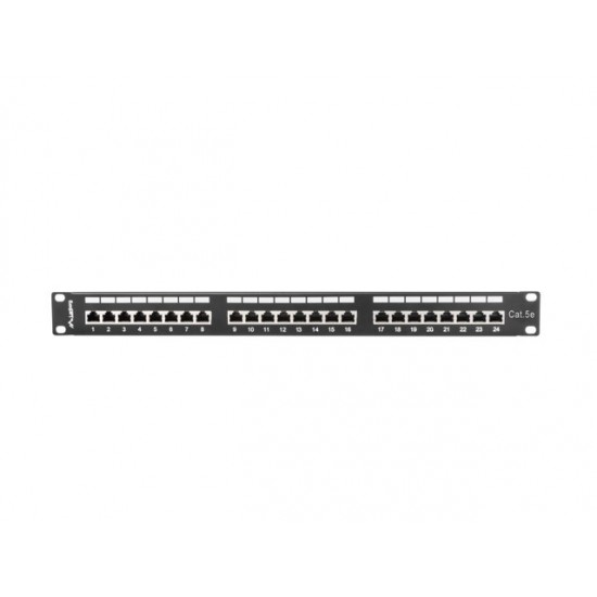 Patch Panel 24 Port 1U Kat.5E czarny ekranowany 