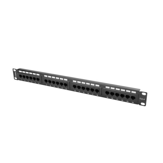 Patch Panel 24 Port 1U Kat.6 czarny 