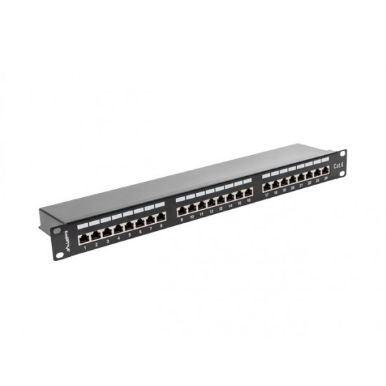 Patch Panel 24 Port 1U Kat.6 czarny ekranowany 