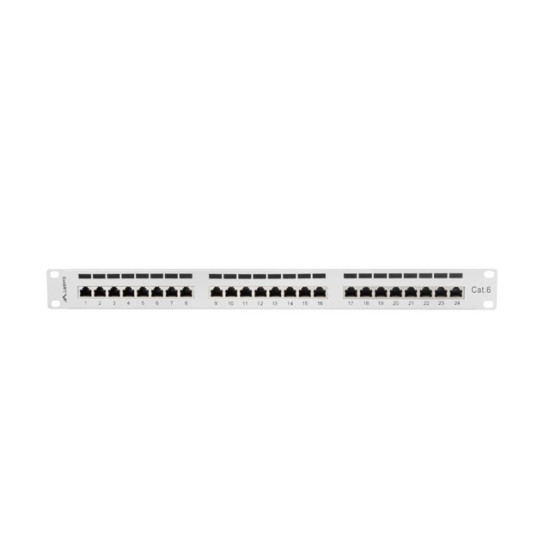 Patch Panel 24 Port 1U Kat.6 szary ekranowany 