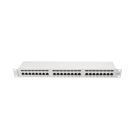 Patch Panel 24 Port 1U Kat.6 szary ekranowany 