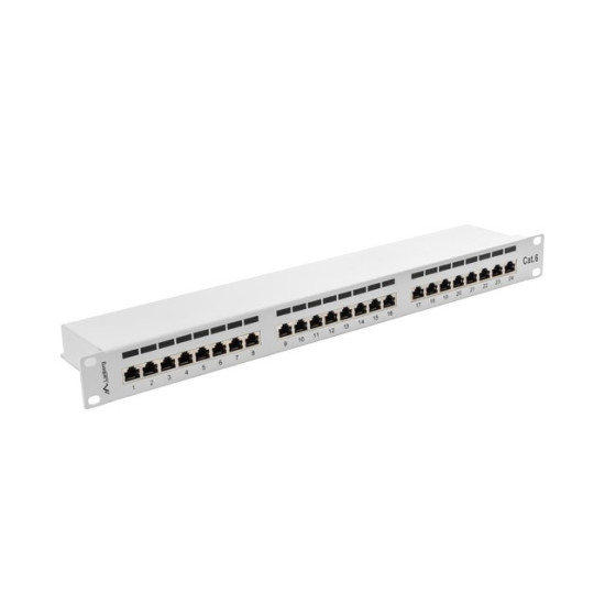 Patch Panel 24 Port 1U Kat.6 szary ekranowany 