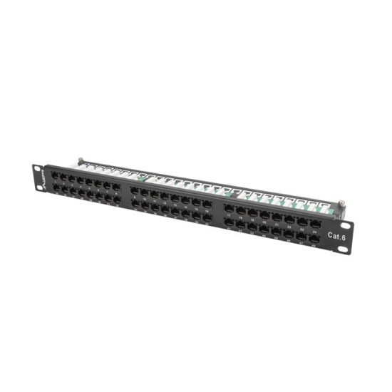 Patch Panel 48 Port 1U Kat.6 czarny 