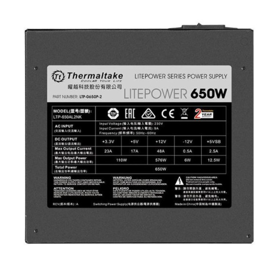 Litepower II Black 650W (Active PFC, 2xPEG, 120mm, Single Rail) 