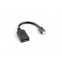 Adapter mini Displayport (M) -> DisplayPort (F) na kablu 10cm    czarny 