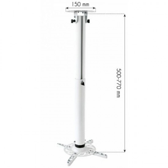 Ramię do projektora 50-77cm sufitowe, 15kg białe