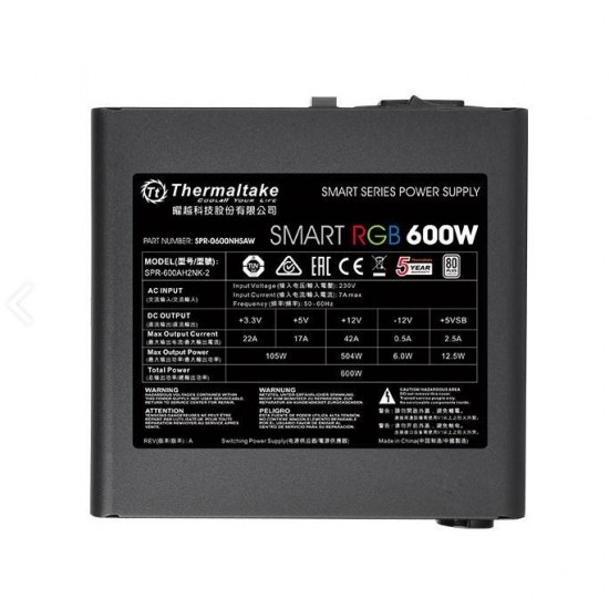 Smart 600W RGB (80+ 230V EU, 2xPEG, 120mm, Single Rail)