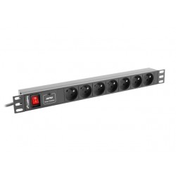 Listwa zasilająca Rack PDU 1U 7x PL 2m 10A czarna 