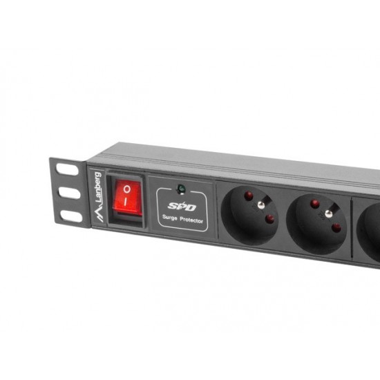 Listwa zasilająca Rack PDU 1U 7x PL 2m 10A czarna 