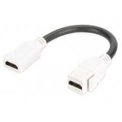 Moduł Keystone HDMI z kablem 12cm, łącznik do gniazd i pustych paneli, żeński/żeński, biały