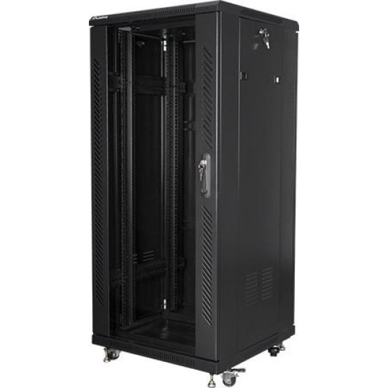 Szafa stojąca Rack 19 27U 600x600mm czarna (drzwi szklane) 