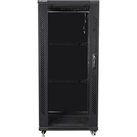 Szafa stojąca Rack 19 27U 600x600mm czarna (drzwi szklane) 