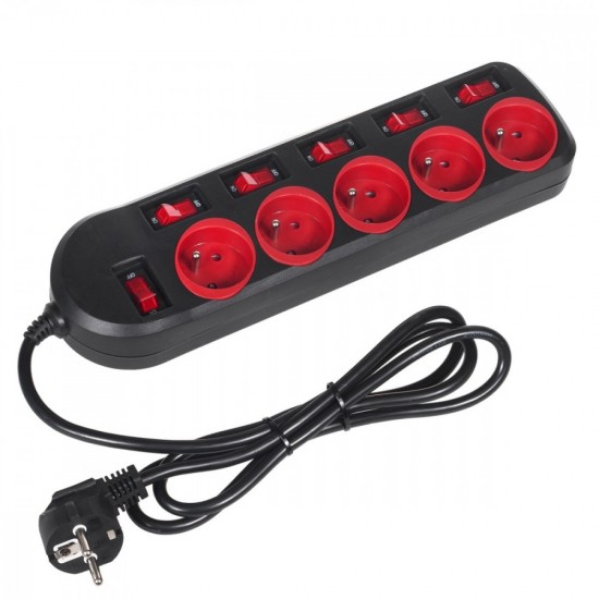 Listwa zasilająca MCE204 5 gniazd z włącznikami 