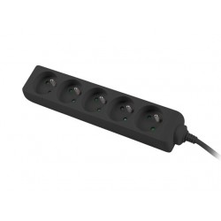 Listwa zasilająca 3m, czarna, 5 gniazd, kabel wykonany z pełnej miedzi 