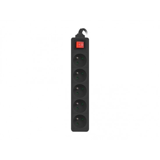 Listwa zasilająca 3m, czarna, 5 gniazd, z wyłącznikiem, kabel wykonany z pełnej miedzi 