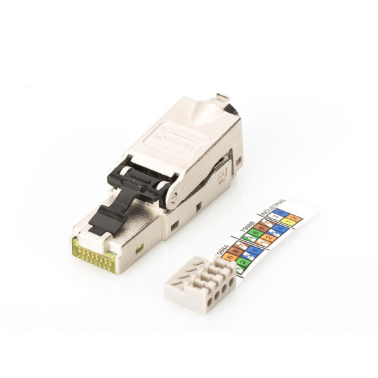 Wtyczka ekranowana RJ45 kat.6A do montażu AWG 22-27, 10 GBit Ethernet, PoE+