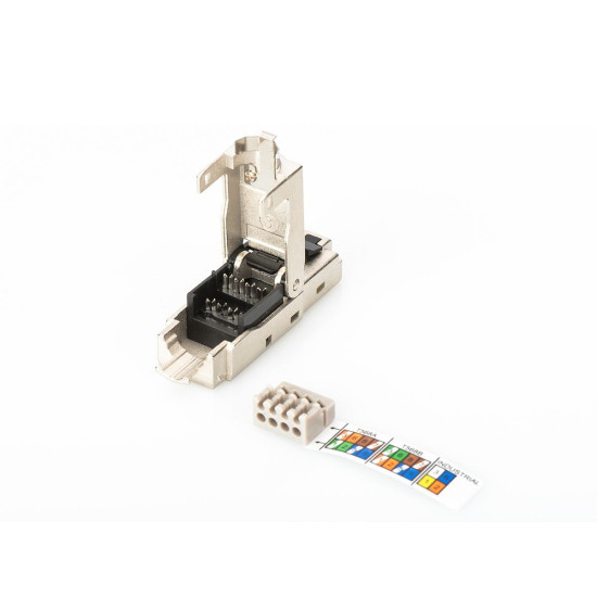 Wtyczka ekranowana RJ45 kat.6A do montażu AWG 22-27, 10 GBit Ethernet, PoE+