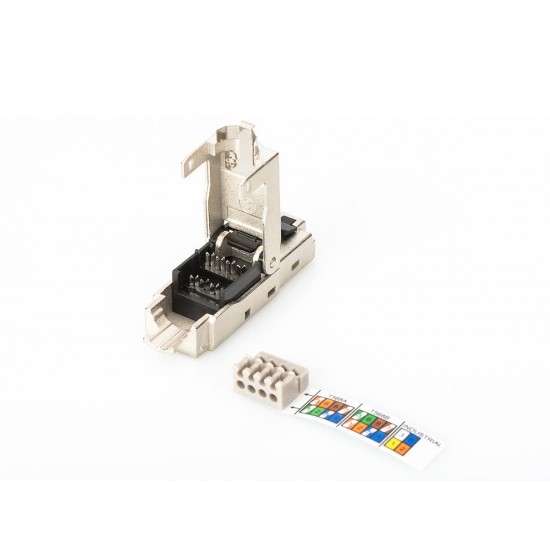 Wtyczka ekranowana RJ45 kat.6A do montażu AWG 22-27, 10 GBit Ethernet, PoE+