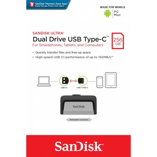 Pendrive Ultra Dual Drive 256GB USB 3.1 Type-C 150MB/s