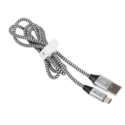 Kabel USB 2.0 Type-C A męski - C męski 1,0m czarno-srebrny