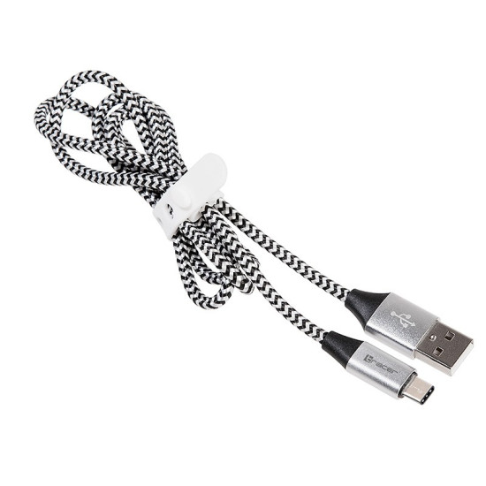 Kabel USB 2.0 Type-C A męski - C męski 1,0m czarno-srebrny