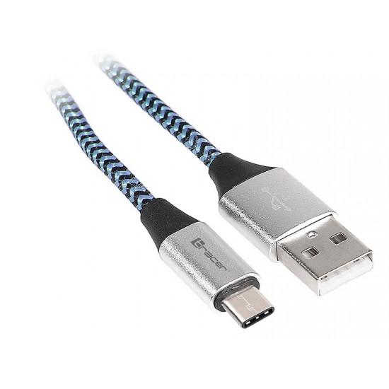 Kabel USB 2.0 Type-C A męski - C męski 1,0m czarno-niebieski