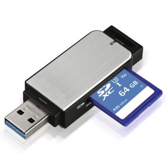 Czytnik kart SD/microSD USB 3.0 srebrny 