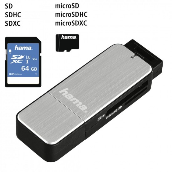 Czytnik kart SD/microSD USB 3.0 srebrny 