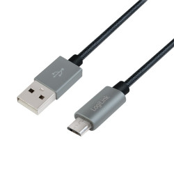 Kabel USB 2.0 A męski do Micro-B męski, dł. 2m Szary 