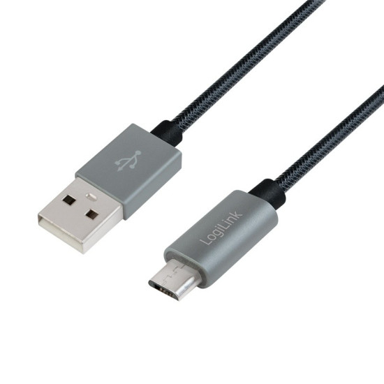 Kabel USB 2.0 A męski do Micro-B męski, dł. 2m Szary 