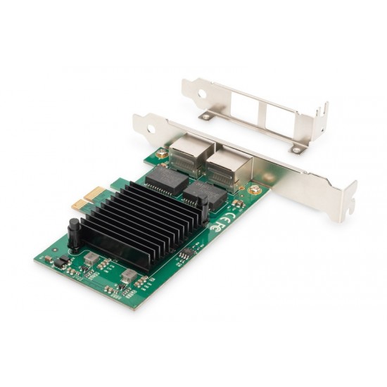 Karta sieciowa przewodowa PCI Express 2x RJ45 Gigabit 10/100/1000Mbps Low Profile