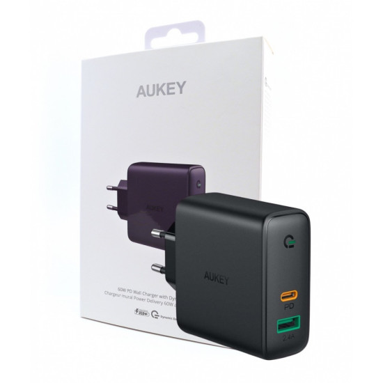 PA-D3 Ultraszybka ładowarka sieciowa 2xUSB Power Delivery (1xUSB A+1xUSB C) 60W 5.4A