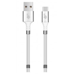 Kabel USB C- USB biały zwijany z magnetycznymi spinaczami