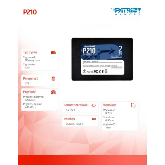 Dysk SSD 2TB P210 520/430 MB /s SATA III 2.5 