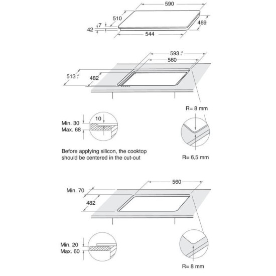 Płyta gazowa szklana AKT616NB 