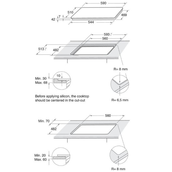 Płyta gazowa szklana AKT625WH 