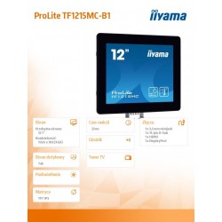Monitor TF1215MC-B1 12cali IPS, HDMI, DP, VGA, IP65, poj.10pkt, 450cd/m2 