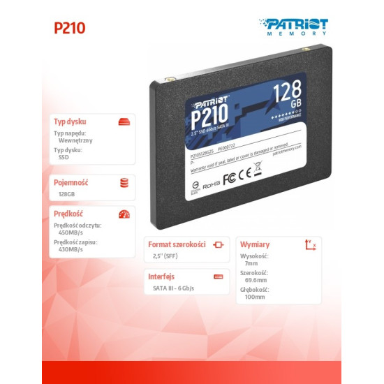 Dysk SSD 128GB P210 450/430 MB/s SATA III 2.5