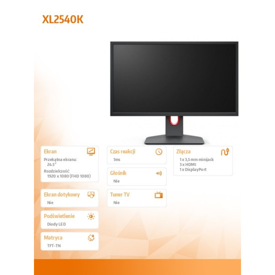 Monitor BENQ XL2540K LED 1ms/12MLN:1/HDMI/GAMING 