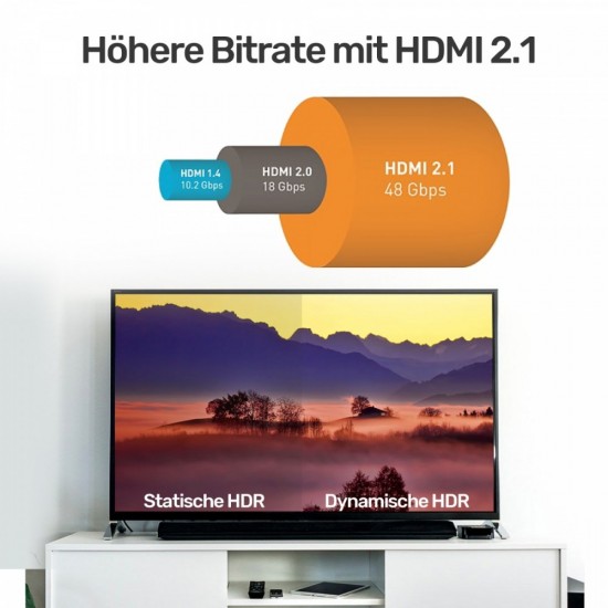 Kabel HDMI M/M 2m; v2.1; 8K; 120Hz; UHD; C138W 