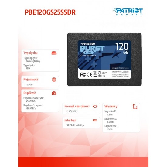 SSD 120GB Burst Elite 450/320MB/s SATA III 2.5