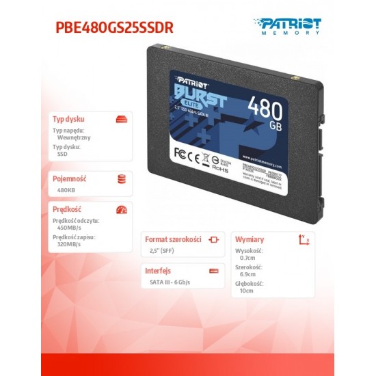 SSD 480GB Burst Elite 450/320MB/s SATA III 2.5